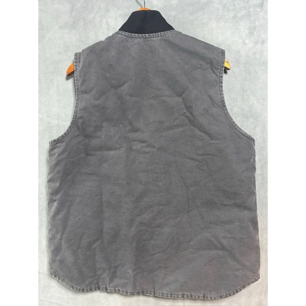 VINTAGE CARHARTT QUILT LINED Gray VEST JACKET 2000 V02MOS L MADE IN Mexico